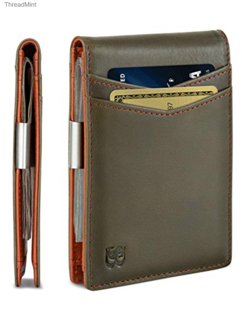 Slim RFID Blocking Bifold Wallet Full Grain Leather Money Clip Front Pocket